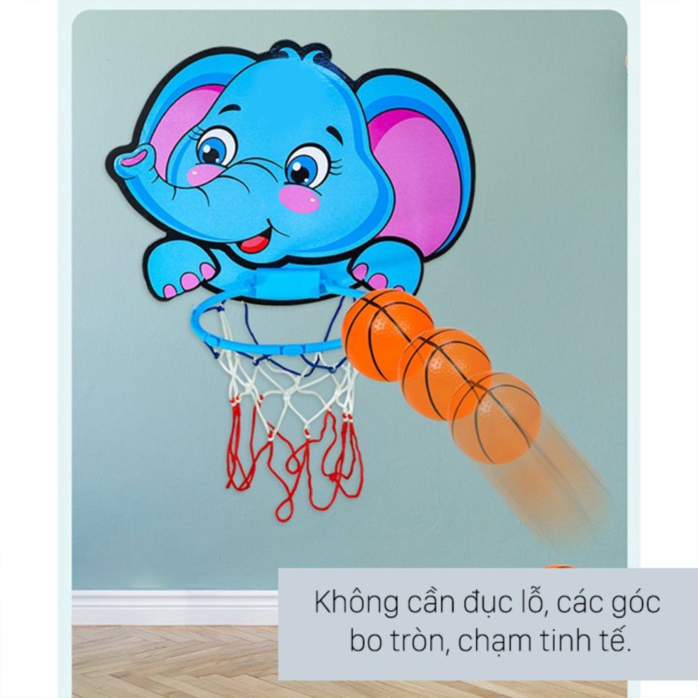 Bộ đồ chơi bóng rổ treo tường, bảng ném bóng rổ dán tường mini cho bé vui chơi trong nhà