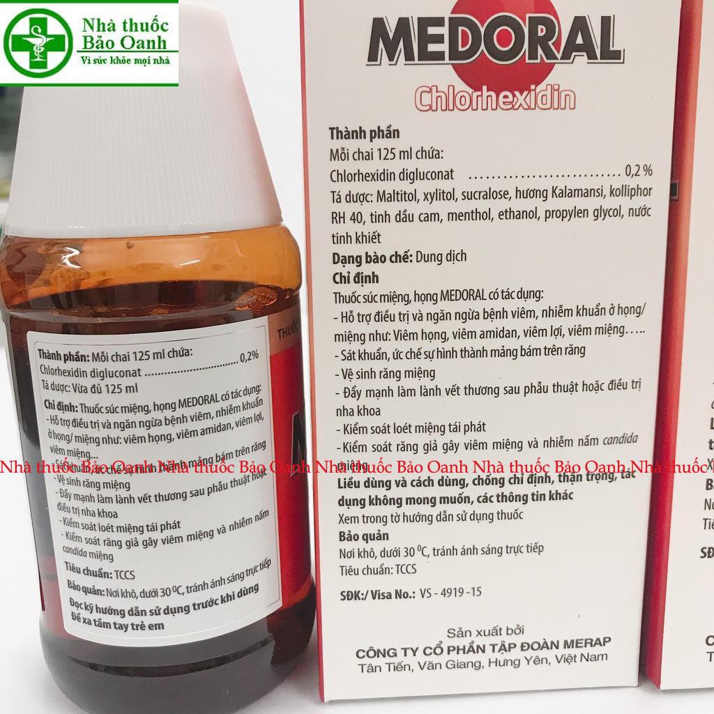 Nước súc miệng Medoral- vệ sinh răng miệng- chai lớn 250ml và chai 125ml