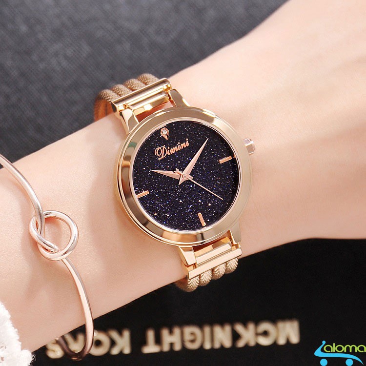 Đồng hồ nữ dây thép mặt đá Sapphire chống nước Dimini D5266