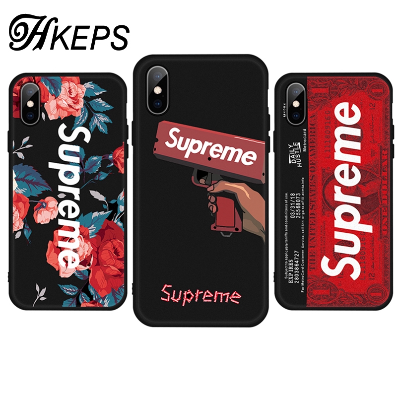 Ốp điện thoại nhựa mềm in logo SUPREME xinh xắn cho iPhone 6 6s 7 8 Plus X 10 XR XS MAX