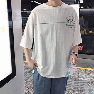 [Video thật] Áo thun tay lỡ cotton mèo single [ áo thun tay lỡ unisex nam nữ đều mặc được]