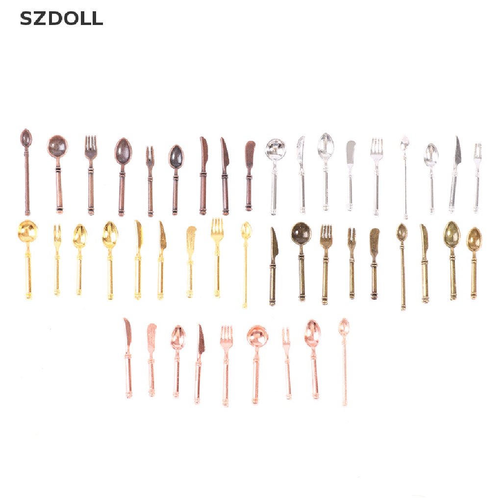 Bộ 9 mô hình dụng cụ ăn phong cách vintage trang trí nhà búp bê cho trẻ em vui chơi