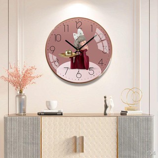 2021❒Đồng hồ bắc âu nhà cá tính thời trang đồng hồ treo tường ánh sáng sang trọng sáng tạo mạng màu đỏ phim hoạt hình cô