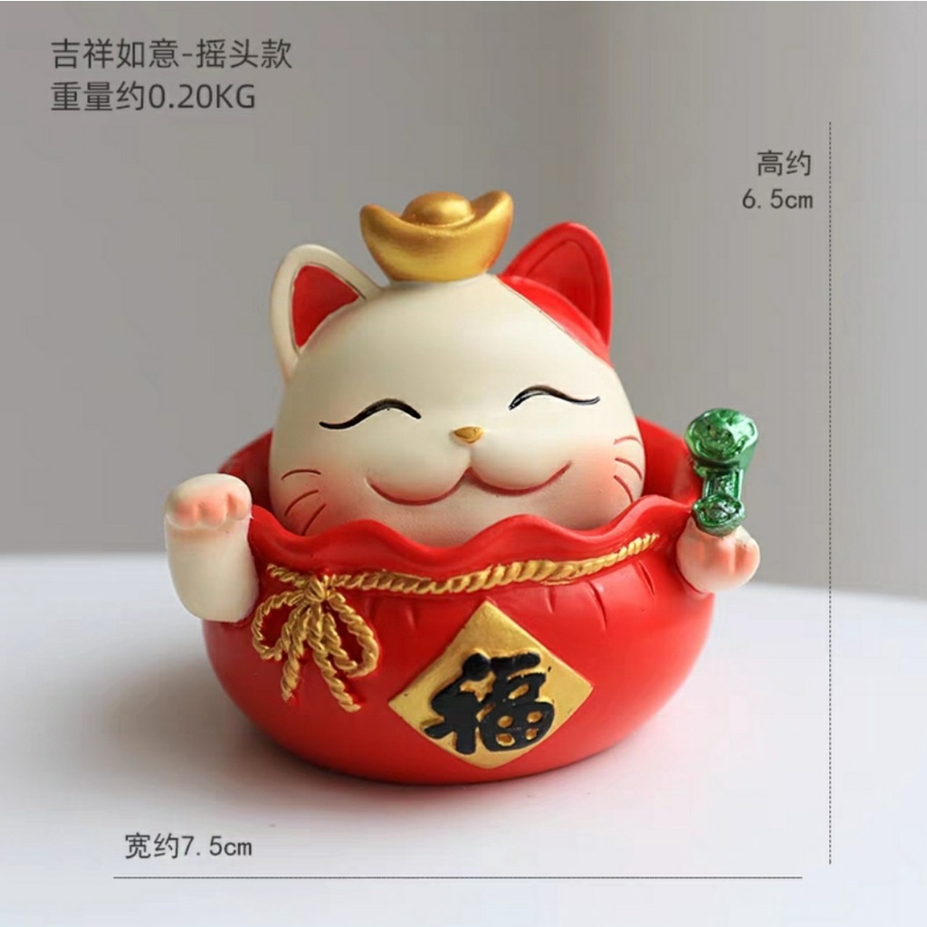 MÈO THẦN TÀI 5cm, 7cm MÈO MAY MẮN dùng trang trí bàn làm việc, kệ tủ, ô tô