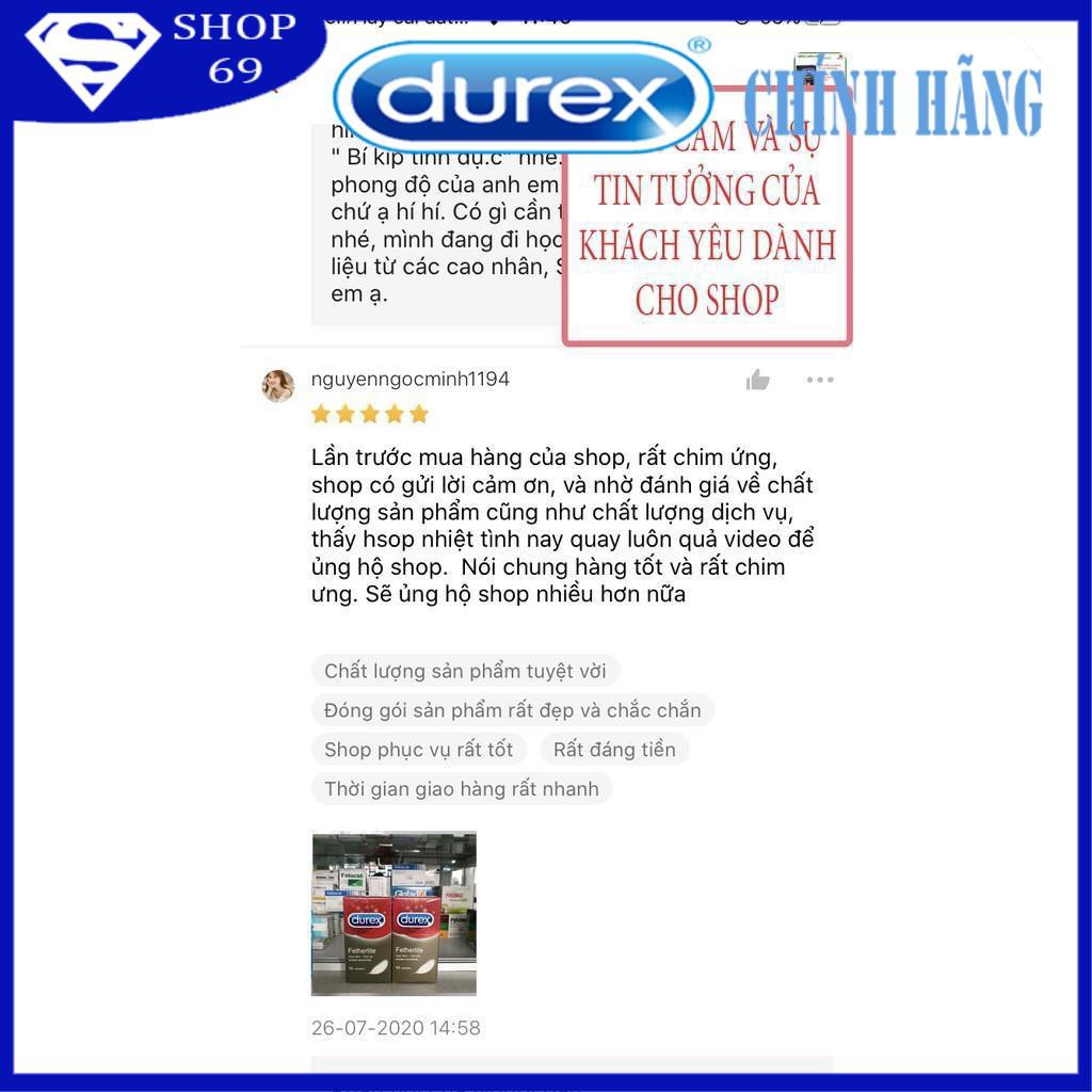 Bao cao suFreeshipDUREX Fetherlite siêu mỏng 01 Hộp BCS Durex / 12 bao