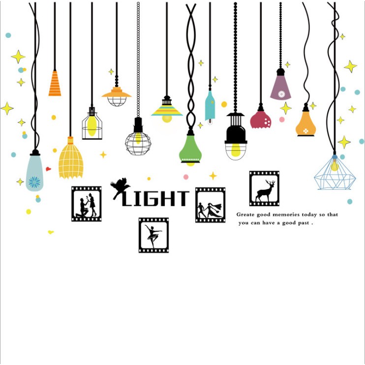 Decal dán tường 3D trang trí phòng khách Đèn treo số 11 AmyShop