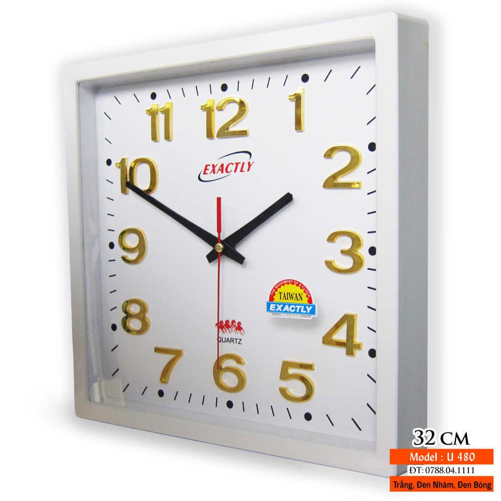 Đồng Hồ Treo Tường KIM TRÔI Số Nổi Cao Cấp Trang Trí Chụp Ảnh (Nền Trắng-Viền Trắng) - U480