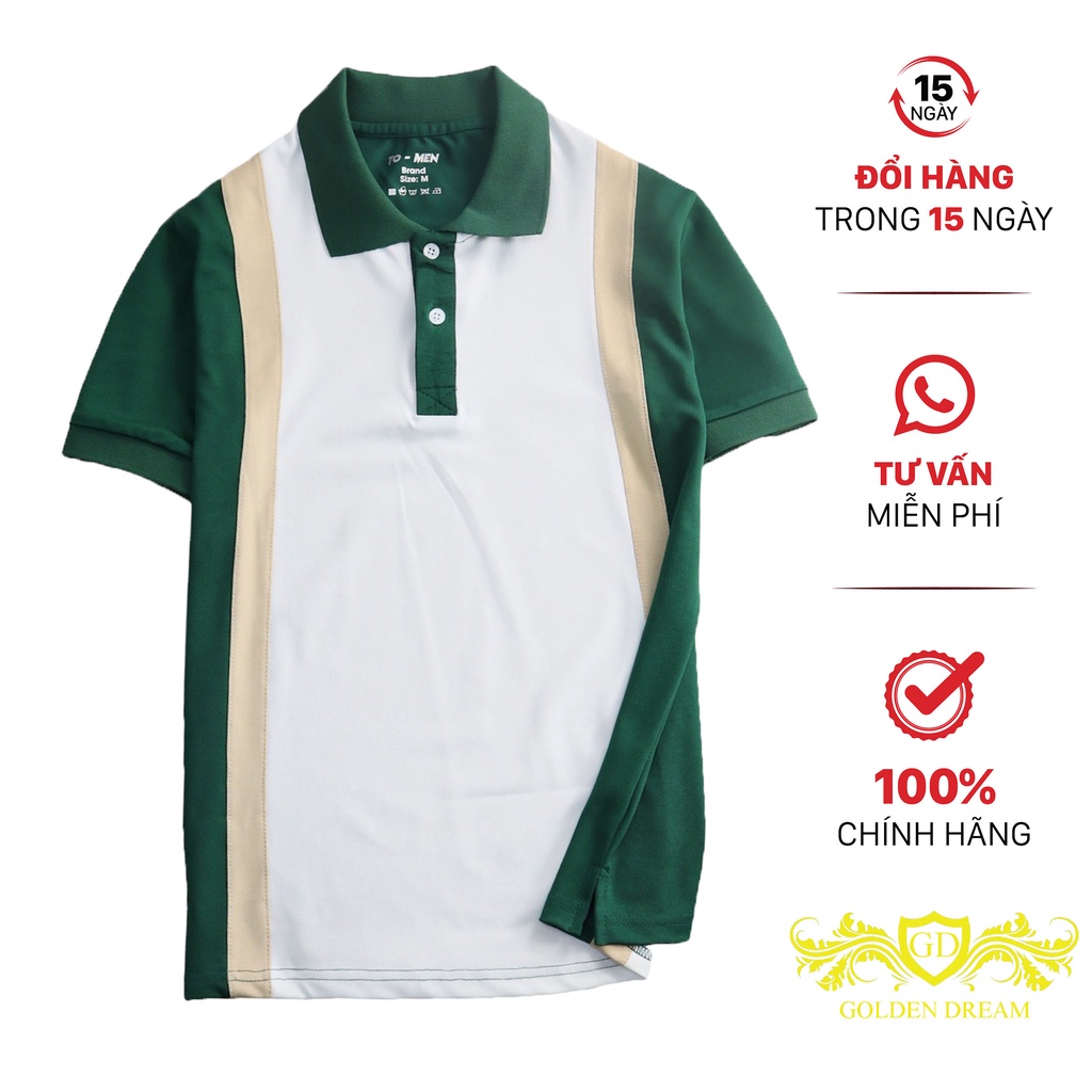Áo Thun Nam Kiểu Dáng Polo Ngắn Tay Phối Màu Kẻ Sọc Dọc Thời Trang Cuốn Hút Phái Đẹp GOLDEN DREAM B339