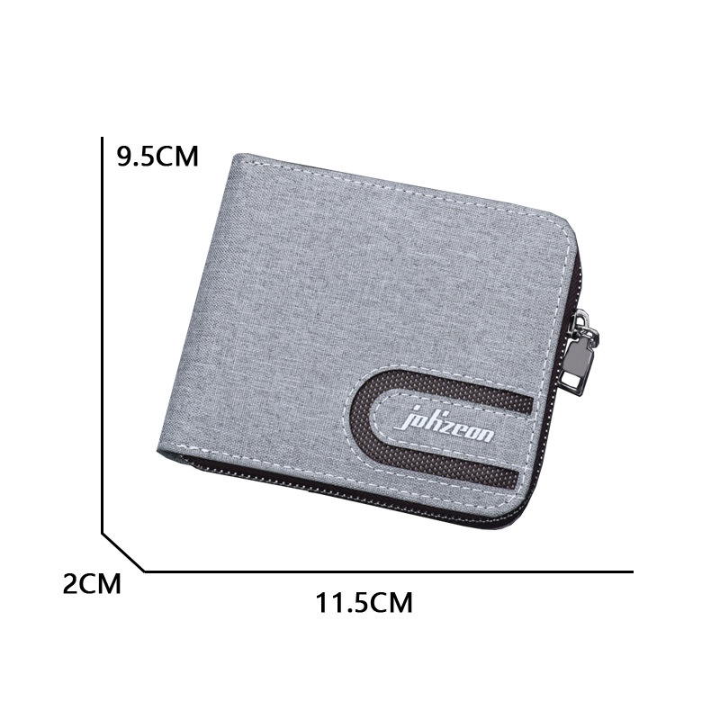 Ví canvas oxford ngắn có khóa kéo phong cách Nhật Bản retro cá tính thời trang đơn giản cho nam