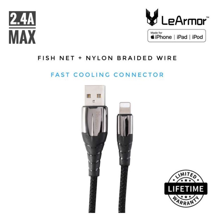 [LeArmor]  Cáp Sạc LeArmor MFI USB-A to Lightning - Black