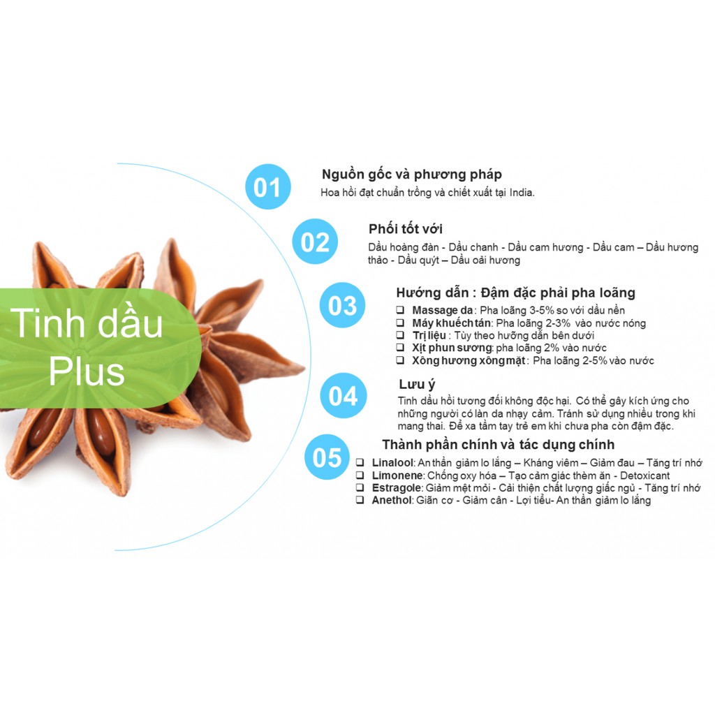 Tinh dầu hoa hồi plus 20ml – Tinh dầu hồi nguyên chất thiên nhiên Ấn Độ – Thiền định, tập trung