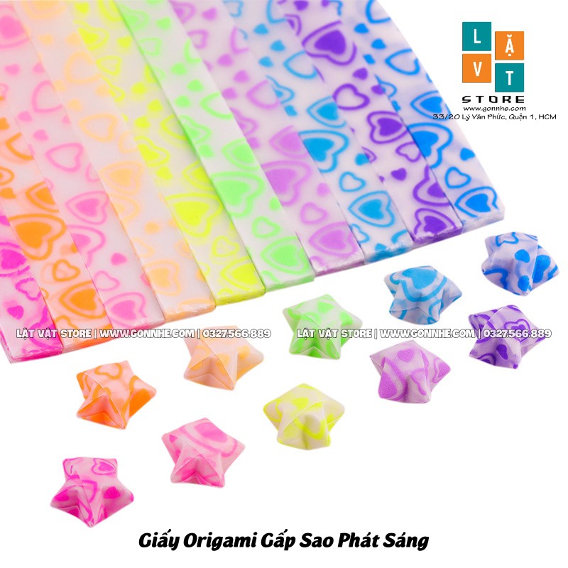 [Mẫu Mới] Giấy gấp sao phát sáng trong đêm bằng huỳnh quang - Origami Light Paper 210 PCS 10 Kiểu