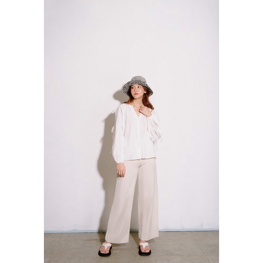 Áo SƠMI KIỂU TRENDY SHIRT màu trắng thiết kế chất vải đũi tay nơ chuẩn style hàn ullzang