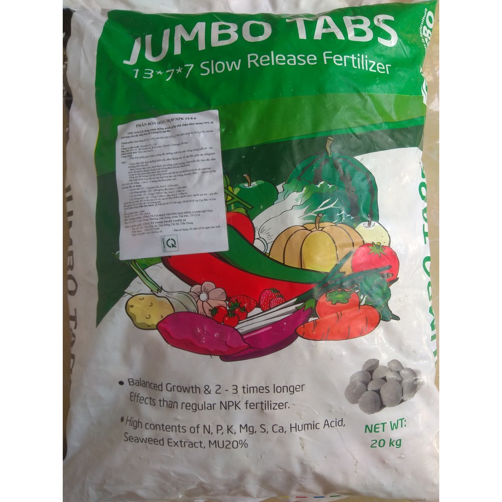 Phân bón quả bàng Hàn Quốc JUMBO TABS  NPK 14-8-6 - chiết lẻ gói 300 gram