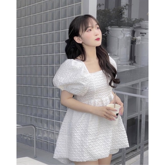 SET BBD XỐP KEM NƠ LƯNG SHORT TRẮNG