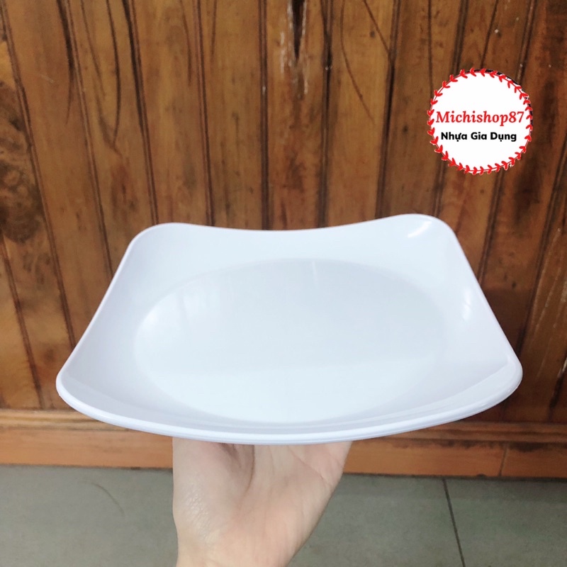 Đĩa Nhựa Phíp Vuông Trắng 3 Size Nhựa Nhựa Việt Nhật Chịu Nhiệt Tốt, Đĩa Nhựa Vuông Để Hoa Quả, Thực Phẩm Bền Đẹp