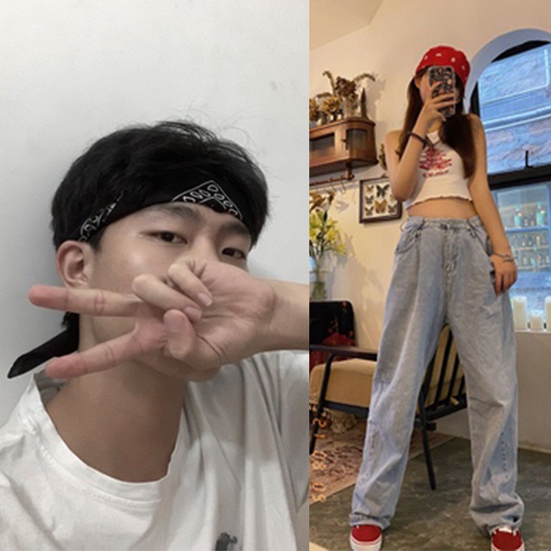 Khăn choàng cổ thể thao in họa tiết hoa hai mặt phong cách hip hop thời trang cho nam và nữ