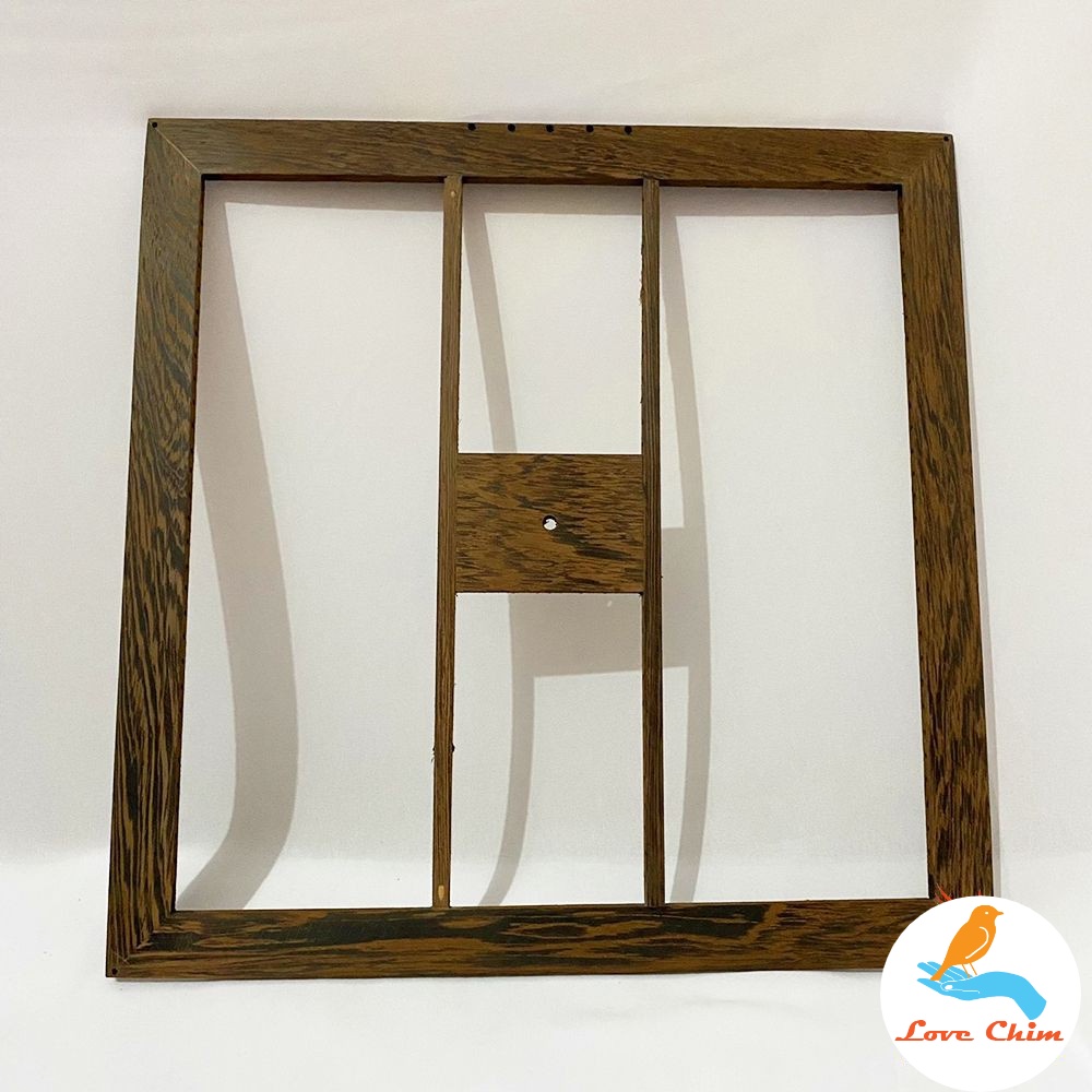 Khung lồng vuông gỗ đen chim chào mào dễ dàng lắp đặt hàng loại 1 kèm móc, Lồng chim Chào Mào vuông gỗ đen LOVECHIM