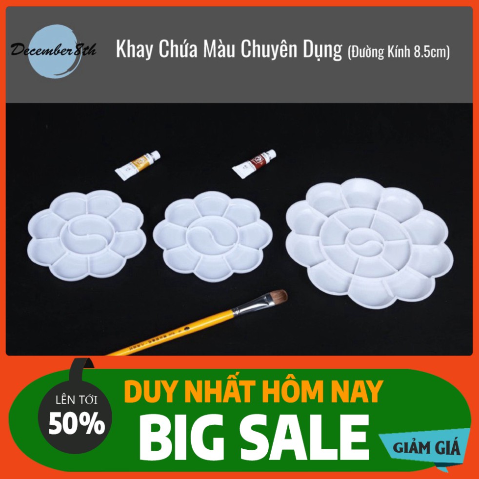 2222222222222 Khay Pha Màu - Chứa Màu Palette Hình Hoa Chuyên Dụng Cho Màu Nước - Màu Arcrylic Đường Kính 8.5 cm 2222222