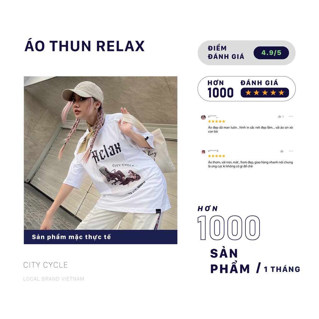 Áo thun local brand Relax City Cycle phông oversize nam nữ form rộng in hình