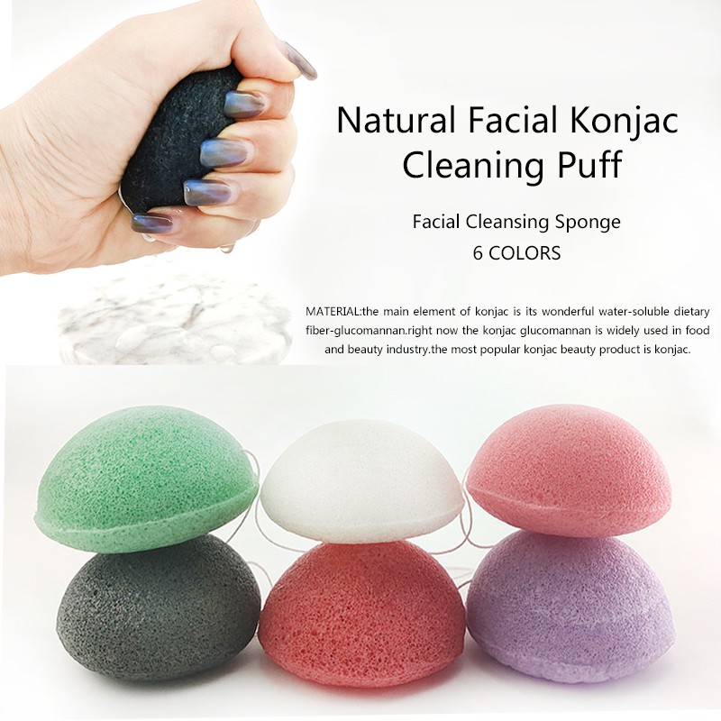 6Color Natural Konjac Konnyaku Facial Wash Cosmetic Puff Facial Cleaning Sponge Face Cleanse Washing Pad Facial Care Face Powder