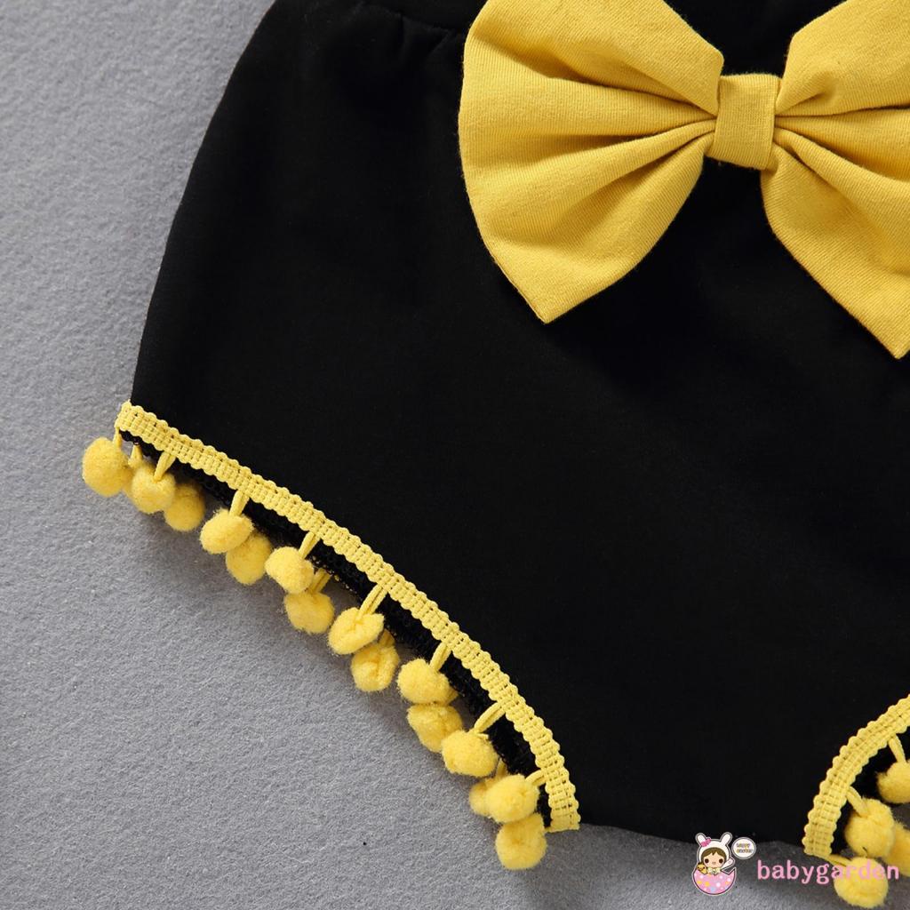 Set Đồ Mùa Hè 2 Món Gồm Áo Hai Dây In Hoa Hướng Dương + Chân Váy Yếm Đính Nơ Cho Bé Gái 0-12 Tháng Tuổi