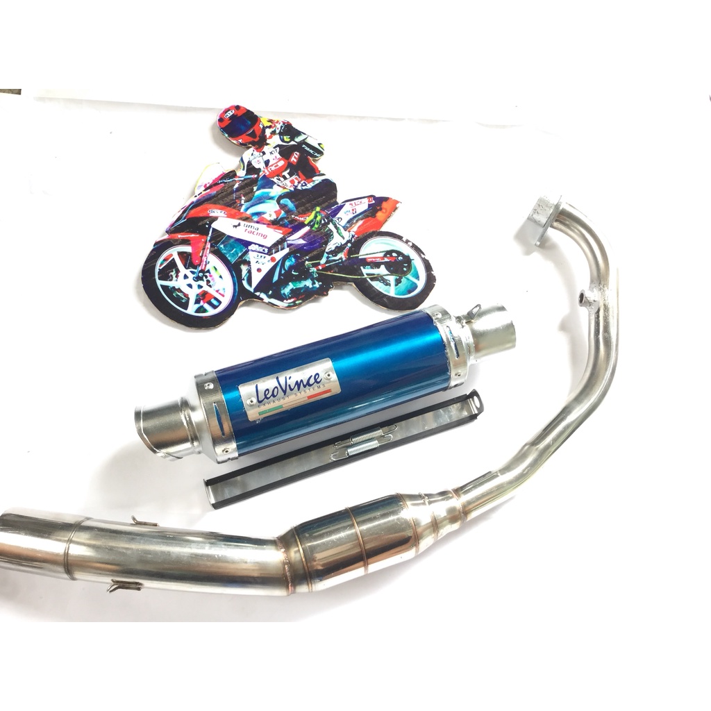 Pô leovince XANH cả cổ bầu hơi inox exicter, winer, sonic, raider, satria, gsx, fz, tfx, cbr, r15,...