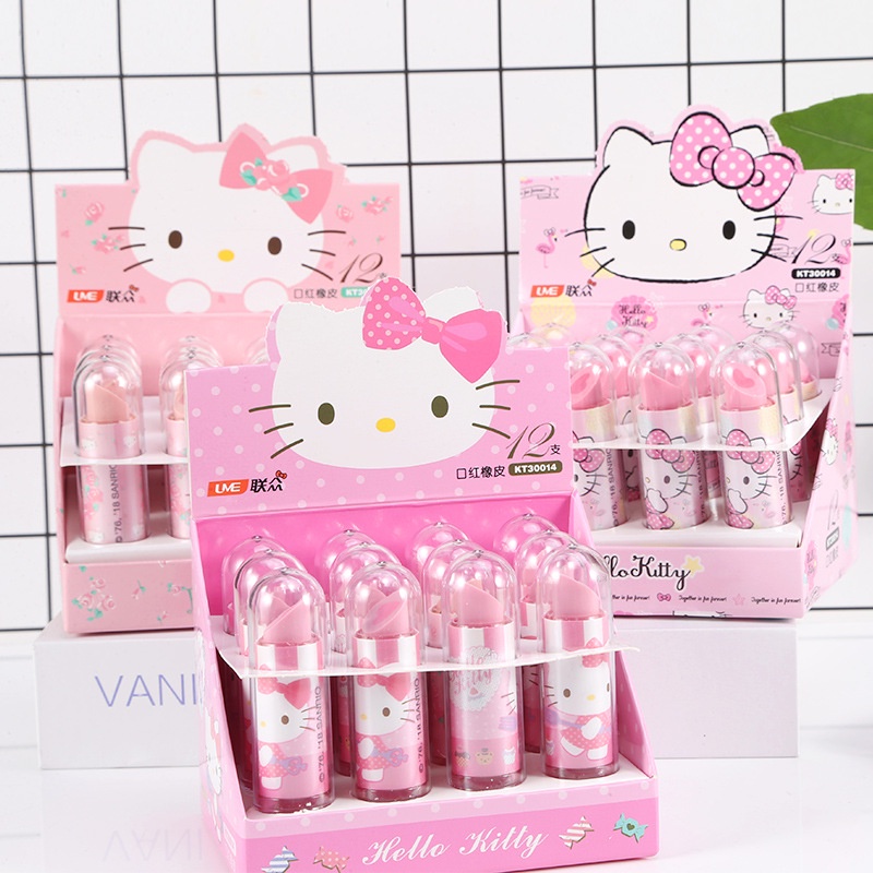 [Hàng mới về] Gôm tẩy 2 lõi hình Son Môi Hello Kitty xinh xắn cho bé đi học