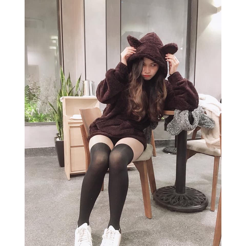 Áo nỉ lông mũ tai gấu nam nữ unisex SIÊU HOT | BigBuy360 - bigbuy360.vn