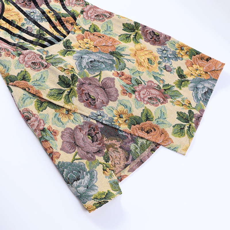 Brroa Đầm Mini Ôm Dáng Phối Dây Xích Xẻ Tà Họa Tiết Hoa Gợi Cảm Cho Nữ