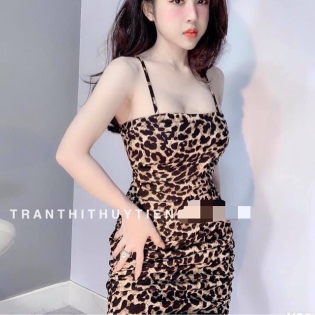 Đầm body da báo cup ngực