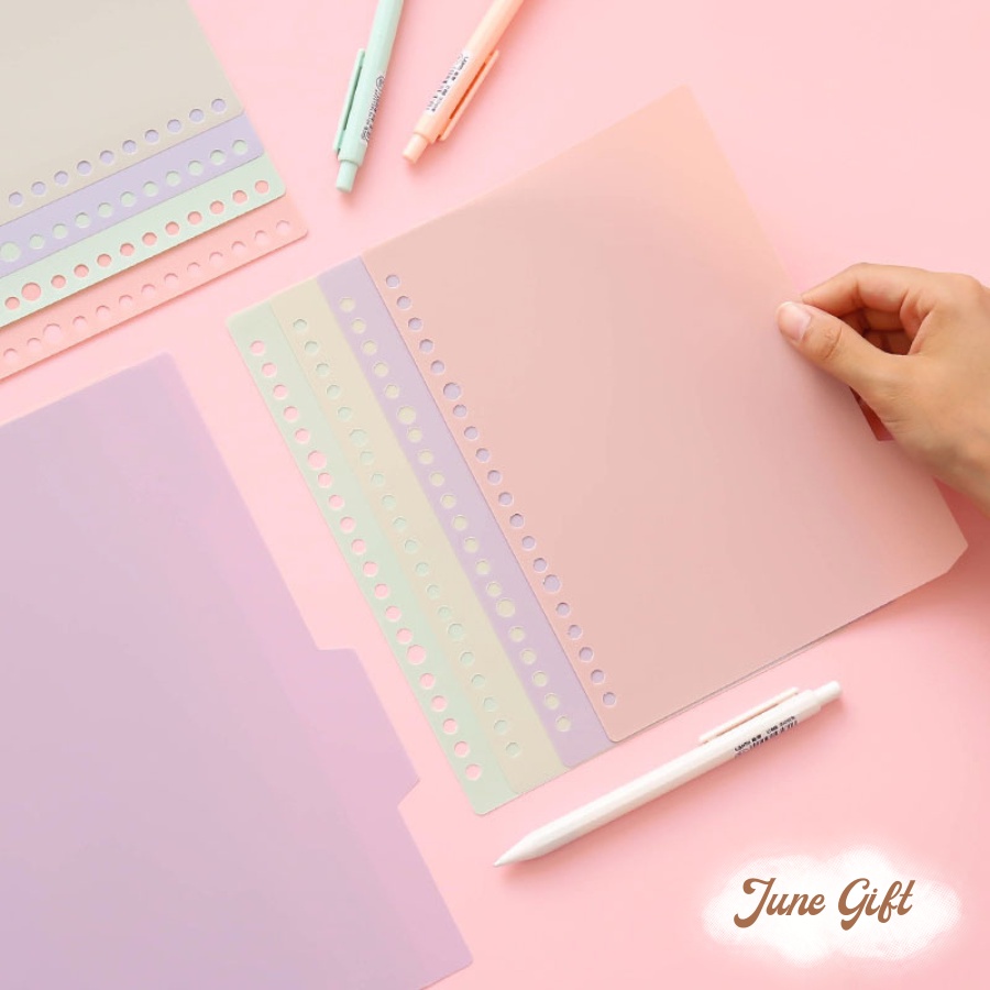 Set 4 tab nhựa màu pastel phân trang A4 B5 A5 dùng cho sổ bìa còng 30 26 20 lỗ