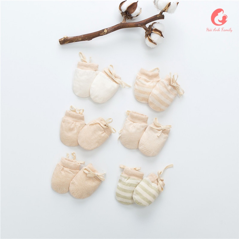 Bao tay giữ ấm cho bé, cotton hữu cơ, có dây buộc