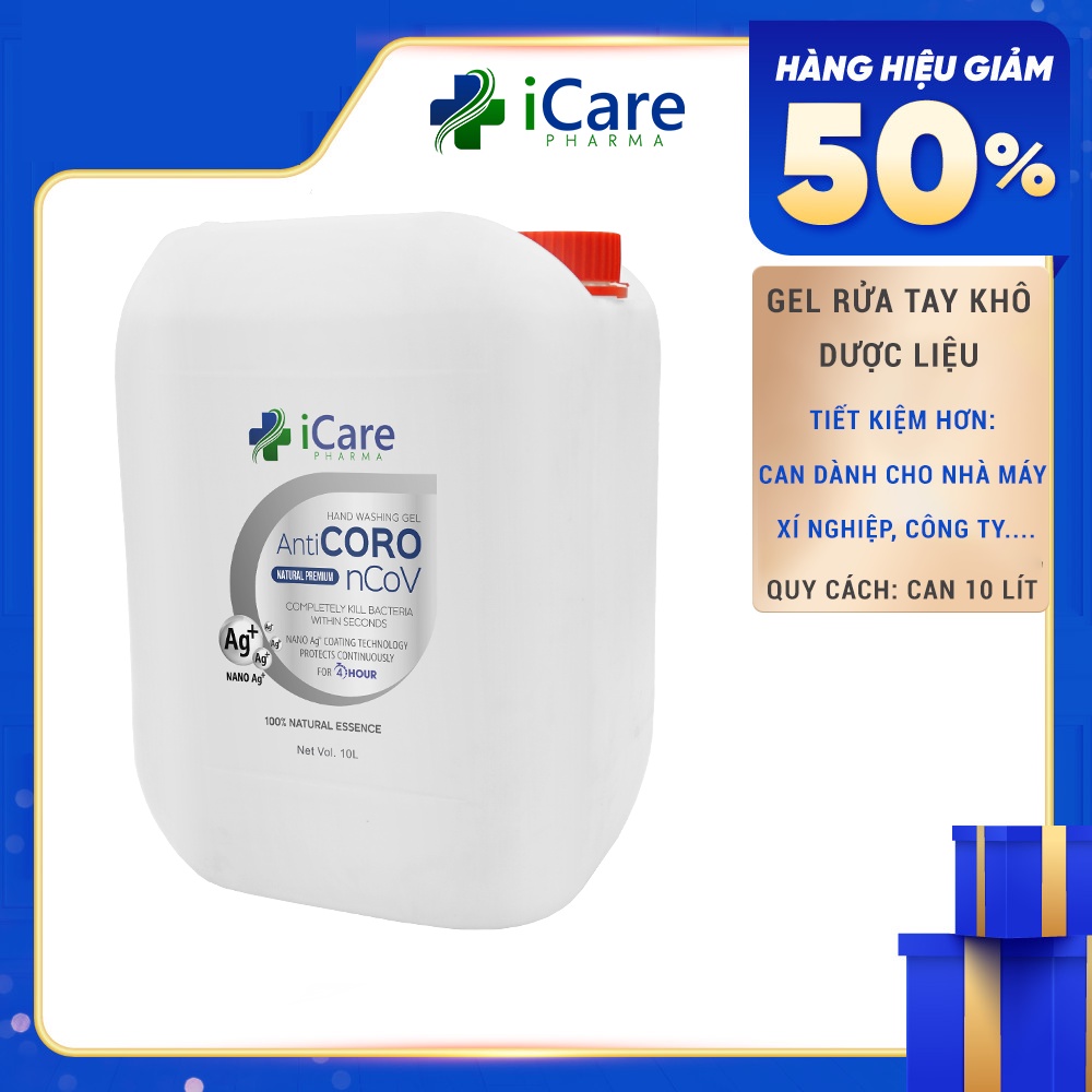 Gel rửa tay dược liệu iCare Pharma Cal 10L - Nano Bạc