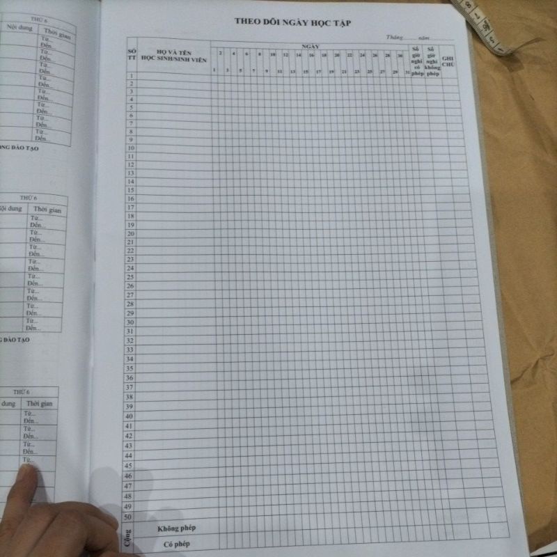 Sổ lên lớp theo thông tư 23/2018, dùng cho hệ trung cấp, cao đẳng nghề