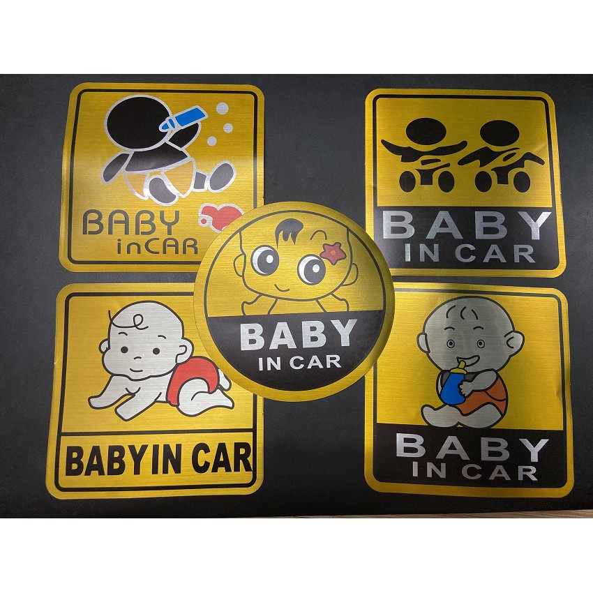 Tem trang trí decal Baby In Car-logo trang trí cảnh báo dễ thương cho xe ô tô