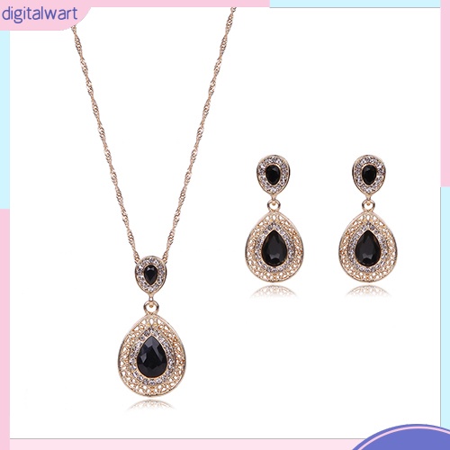 Bộ trang sức bông tai đá kim cương giả hình giọt nước cho nữ