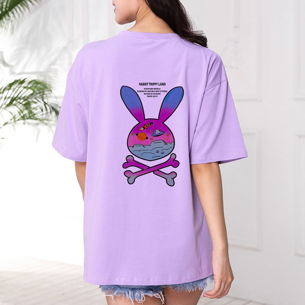 Áo Thun Tay Lỡ In Thỏ Trippy Land Unisex Freesize Dưới 75kg ATIN13 | BigBuy360 - bigbuy360.vn