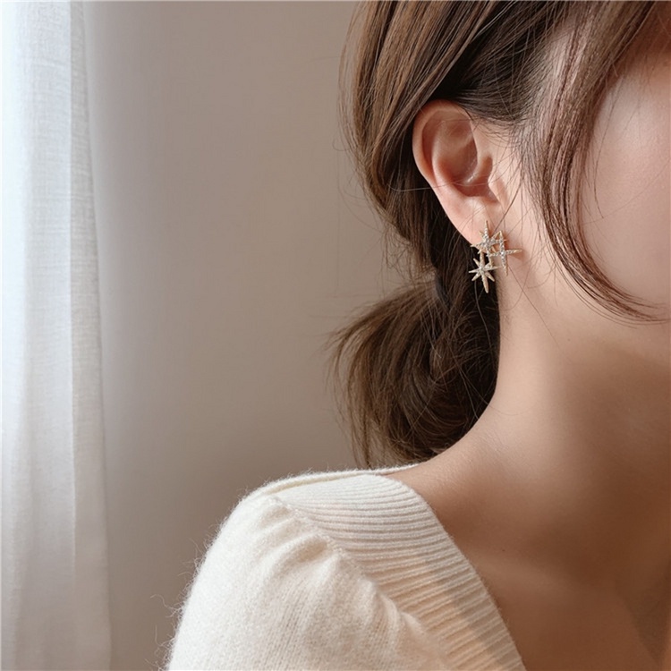 Bông Tai Ngôi Sao Đính Đá Sang Trọng Cho Nữ