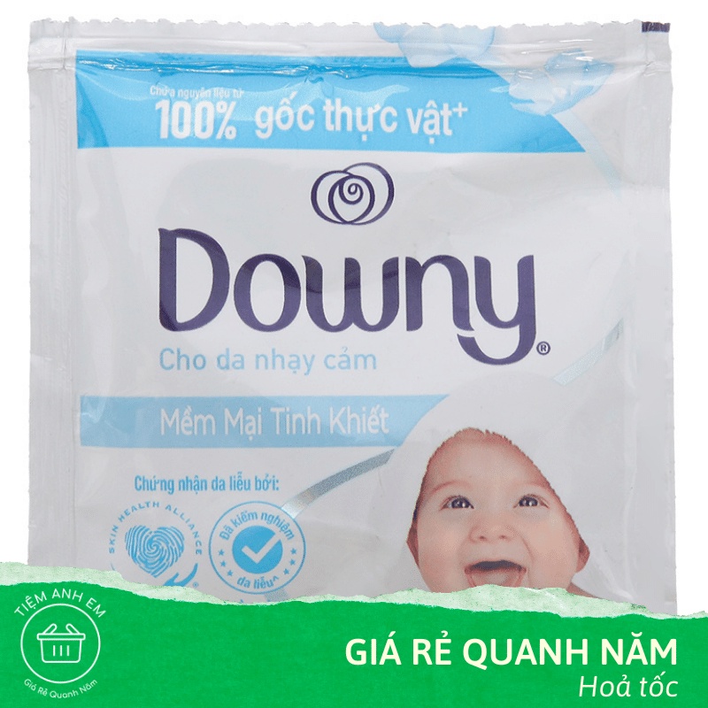 Dây nước xả cho bé Downy mềm mại tinh khiết cho da nhạy cảm 10 gói x 21ml
