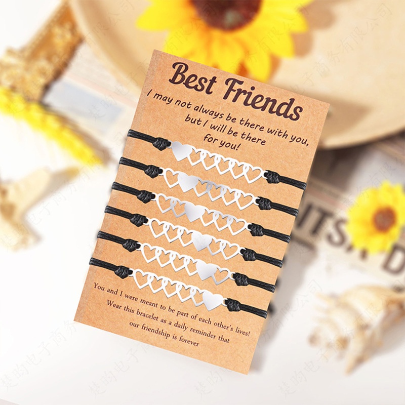 Set 6 Vòng Tay Tình Bạn Mặt Trái Tim Khắc Chữ Best Friend Dễ Thương