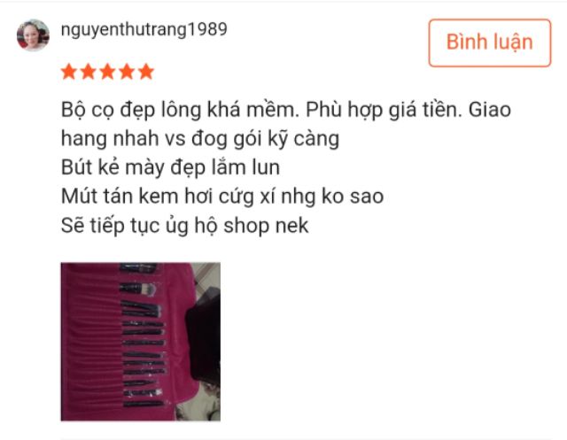 Bộ Cọ Trang Điểm Túi Hồng Vacosi BC09 14 cây