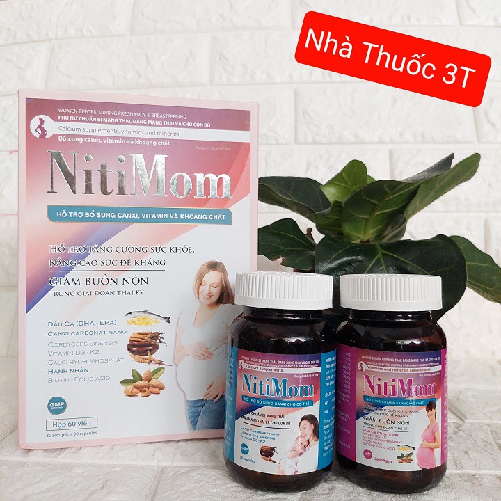 Bổ bầu – Nitimom, Bổ sung canxi, vitamin và khoáng chất, giảm buồn nôn trong thai kỳ.