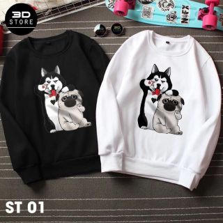 🐶VIDEO ÁO NỈ ĐÔI HÌNH CÚN TRẮNG ĐEN ĐẸP ĐỦ SIZE