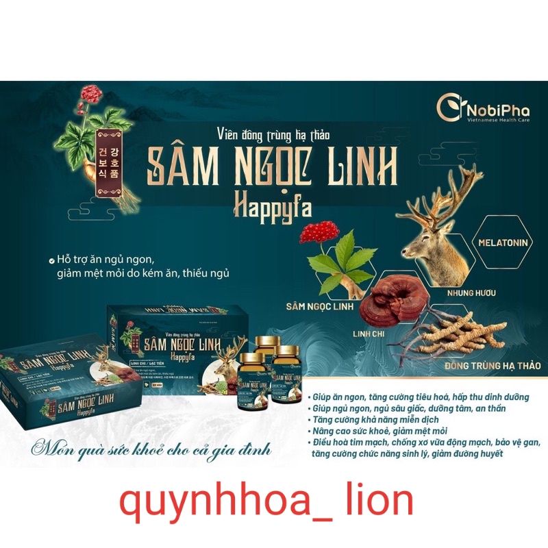 Viên đông trùng hạ thảo Sâm Ngọc Linh Happyfa_ Hỗ trợ ăn ngủ ngon, giảm mệt mỏi do kém ăn, thiếu ngủ