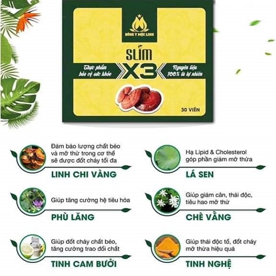 Giảm Cân X3 Đông Y Mộc Linh viên uống giảm cân nhanh cấp tốc trà thảo mộc không phải thuốc giảm cân