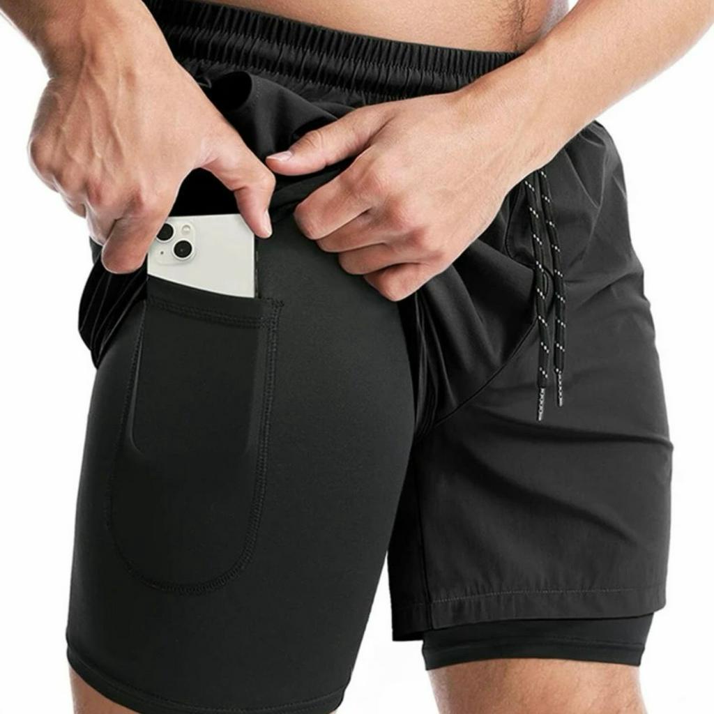 Quần short thể thao nam 2 lớp xịn xò TXstar thun co giãn thoải mái có túi đựng tiện lợi