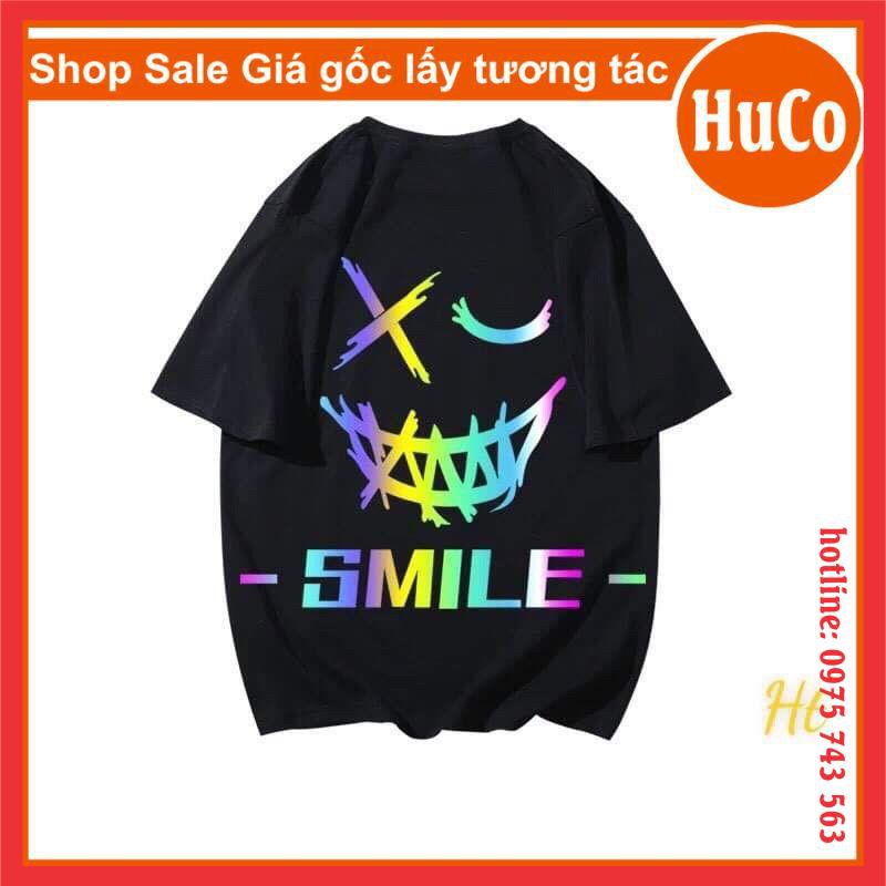 áo phông, thun tay lỡ nam nữ🦋áo phản quang 7 màu smile🦋thời trang cặp đôi form thụng unisex chất cotton mềm mịn giá rẻ