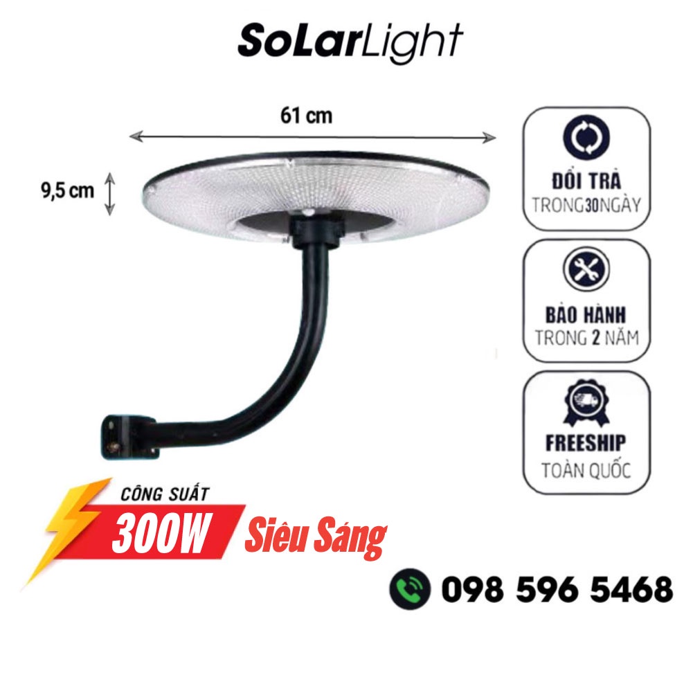 Đèn năng lượng mặt trời đĩa bay UFO công suất 300W, Đèn chiếu sáng sân vườn UFO 200W, Bảo hành 2 năm tiêu chuẩn IP67