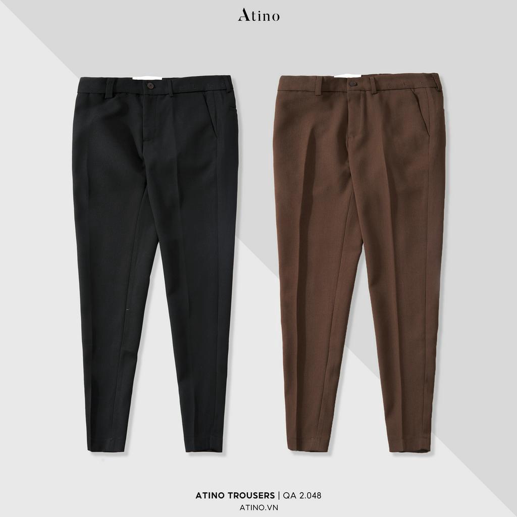 Quần Âu Nam Trơn ATINO Vải Polyester Co Giãn Pha Rayon Thông Thoáng Form Regular QA2.048